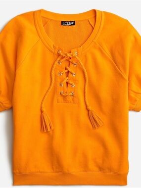 J.Crew University Terry Short Sleeve Lace -Up Shirt